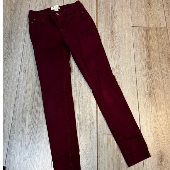Altar'd State Cranberry Burgundy Red Wine Skinny Jean 25/1 Pants Boho Casual - Picture 2 of 7